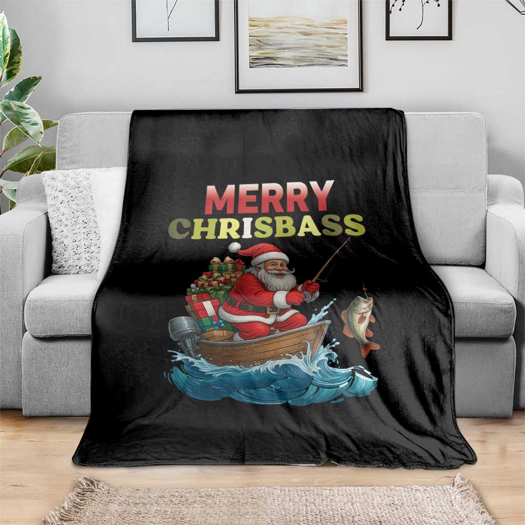 Santa Fishing Christmas Throw Blanket Funny Fisherman Merry Chrisbass Xmas TS14 Print Your Wear