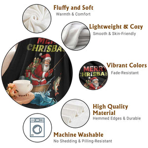 Santa Fishing Christmas Throw Blanket Funny Fisherman Merry Chrisbass Xmas TS14 Print Your Wear