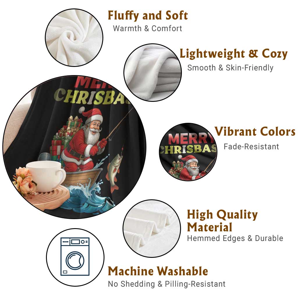 Santa Fishing Christmas Throw Blanket Funny Fisherman Merry Chrisbass Xmas TS14 Print Your Wear