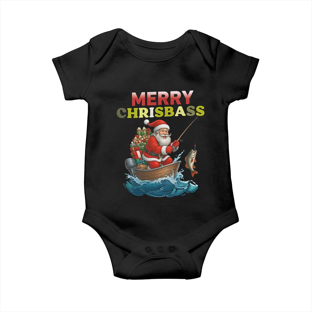 Santa Fishing Christmas Baby Onesie Funny Fisherman Merry Chrisbass Xmas TS14 Black Print Your Wear