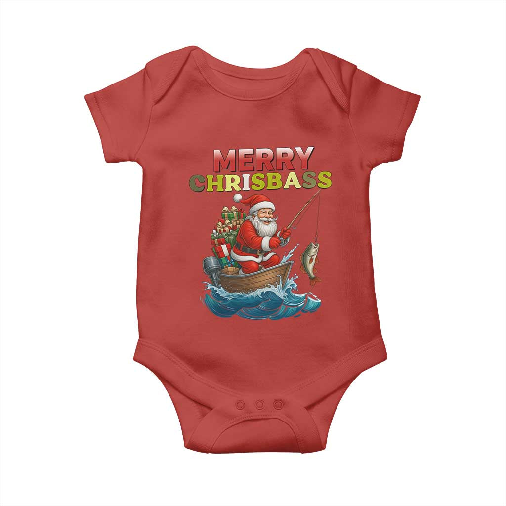 Santa Fishing Christmas Baby Onesie Funny Fisherman Merry Chrisbass Xmas TS14 Red Print Your Wear