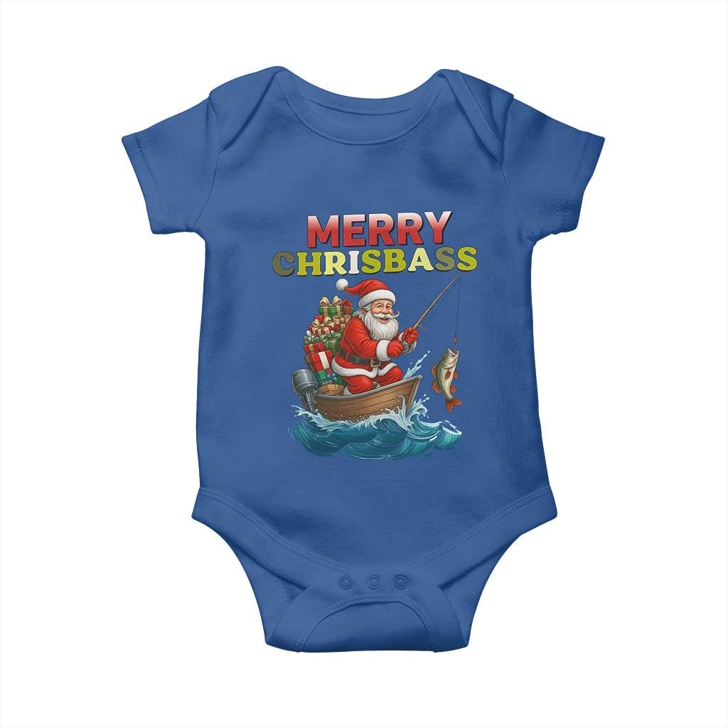 Santa Fishing Christmas Baby Onesie Funny Fisherman Merry Chrisbass Xmas TS14 Royal Blue Print Your Wear