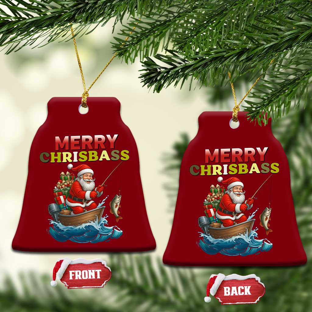 Santa Fishing Xmas Ceramic Ornament Funny Fisherman Merry Chrisbass Xmas TS14 Print Your Wear