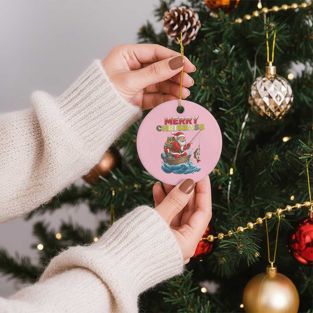 Santa Fishing Xmas Ceramic Ornament Funny Fisherman Merry Chrisbass Xmas TS14 1pc Light Pink Print Your Wear