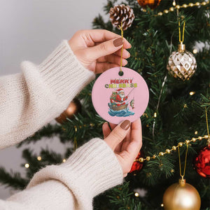 Santa Fishing Xmas Ceramic Ornament Funny Fisherman Merry Chrisbass Xmas TS14 1pc Light Pink Print Your Wear