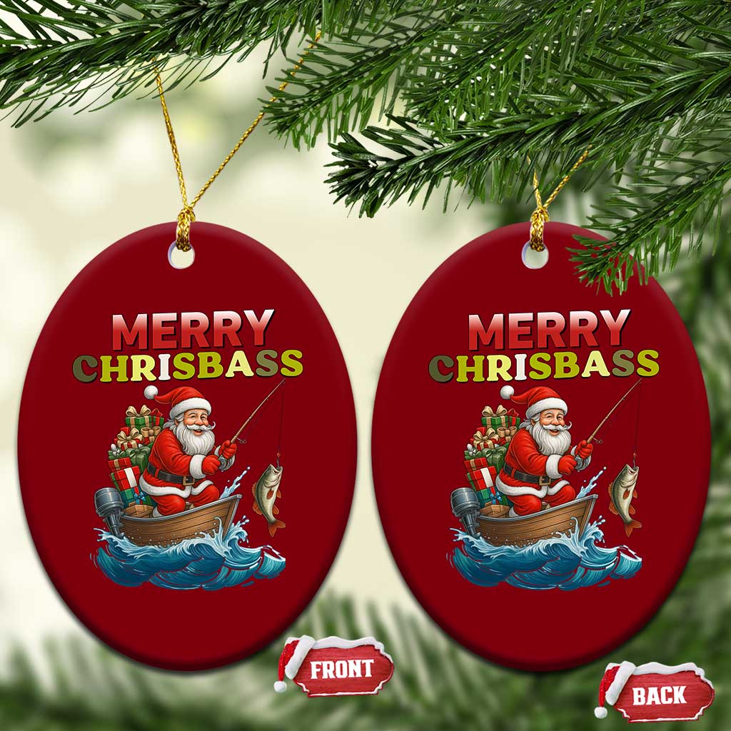 Santa Fishing Xmas Ceramic Ornament Funny Fisherman Merry Chrisbass Xmas TS14 Print Your Wear
