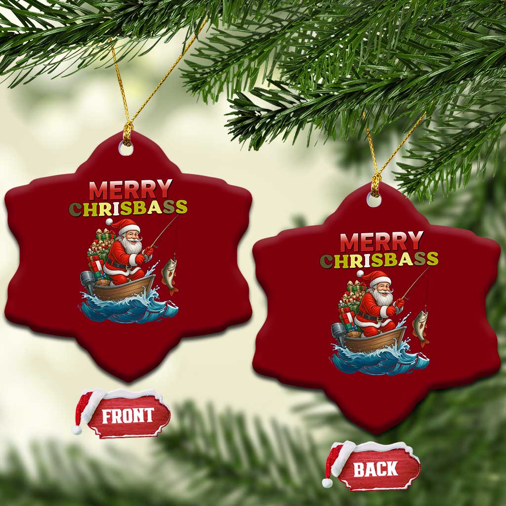 Santa Fishing Xmas Ceramic Ornament Funny Fisherman Merry Chrisbass Xmas TS14 Print Your Wear