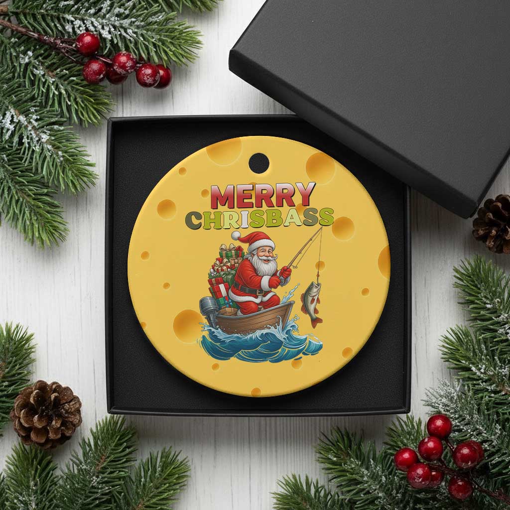 Santa Fishing Xmas Ceramic Ornament Funny Fisherman Merry Chrisbass Xmas TS14 1pc Yellow Cheese Print Your Wear
