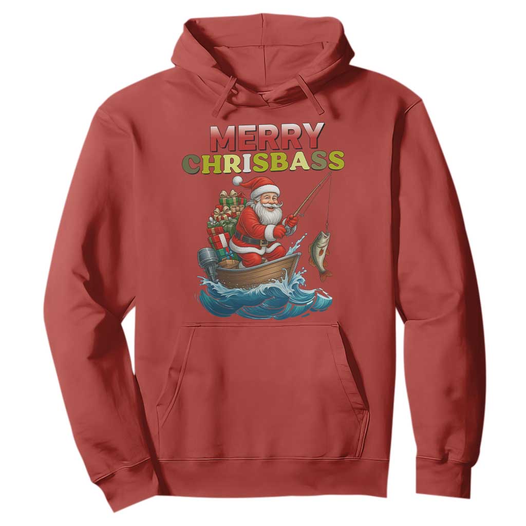 Santa Fishing Christmas Hoodie Funny Fisherman Merry Chrisbass Xmas TS14 Red Print Your Wear