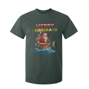 Santa Fishing Christmas T Shirt For Kid Funny Fisherman Merry Chrisbass Xmas TS14 Dark Forest Green Print Your Wear