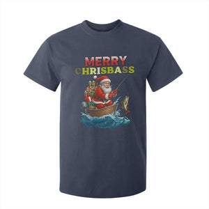 Santa Fishing Christmas T Shirt For Kid Funny Fisherman Merry Chrisbass Xmas TS14 Navy Print Your Wear