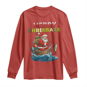 Santa Fishing Christmas Long Sleeve Shirt Funny Fisherman Merry Chrisbass Xmas TS14 Red Print Your Wear