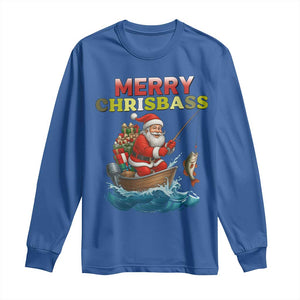 Santa Fishing Christmas Long Sleeve Shirt Funny Fisherman Merry Chrisbass Xmas TS14 Royal Blue Print Your Wear