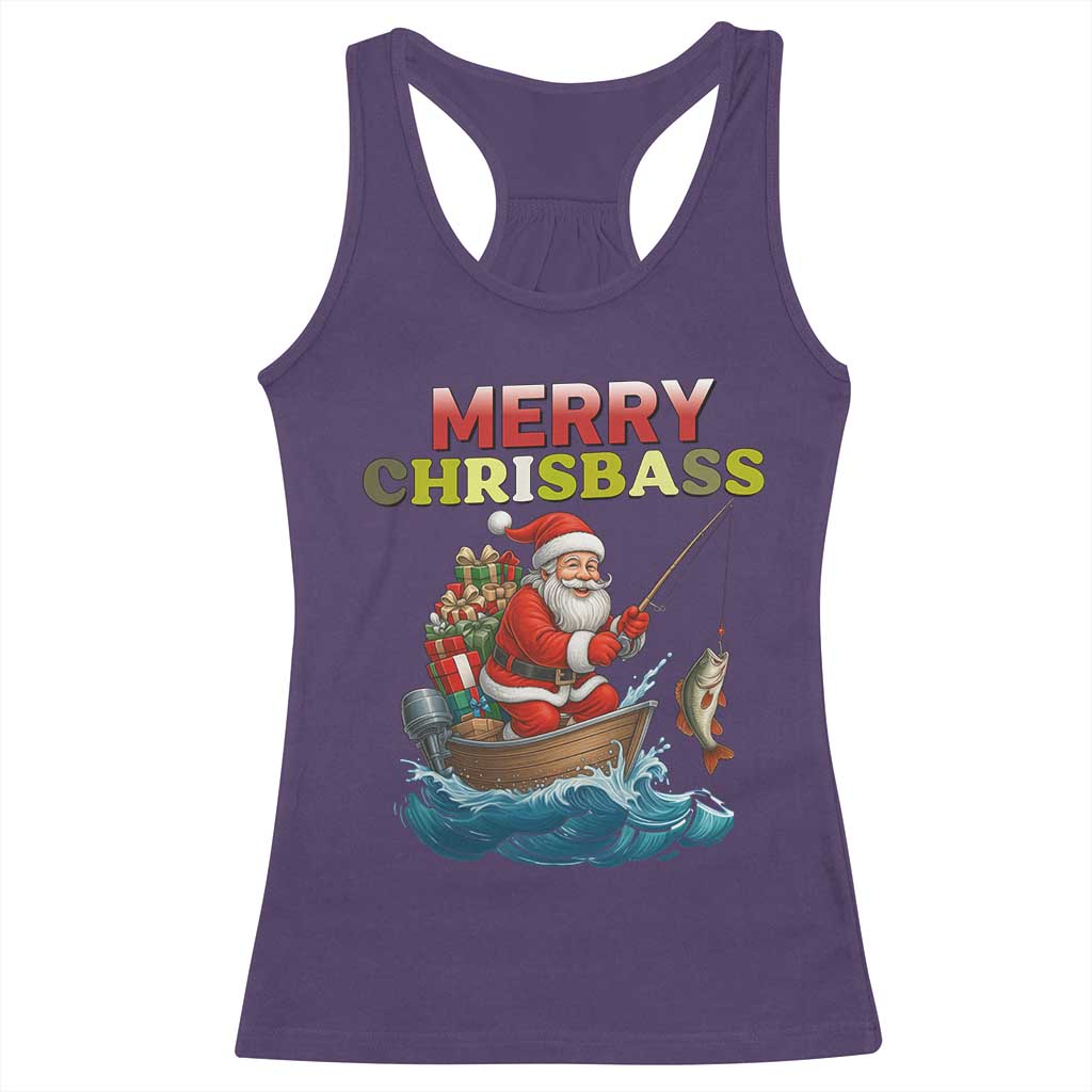 Santa Fishing Christmas Racerback Tank Top Funny Fisherman Merry Chrisbass Xmas TS14 Purple Print Your Wear