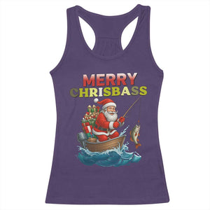 Santa Fishing Christmas Racerback Tank Top Funny Fisherman Merry Chrisbass Xmas - Print Your Wear