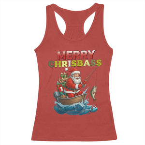 Santa Fishing Christmas Racerback Tank Top Funny Fisherman Merry Chrisbass Xmas - Print Your Wear