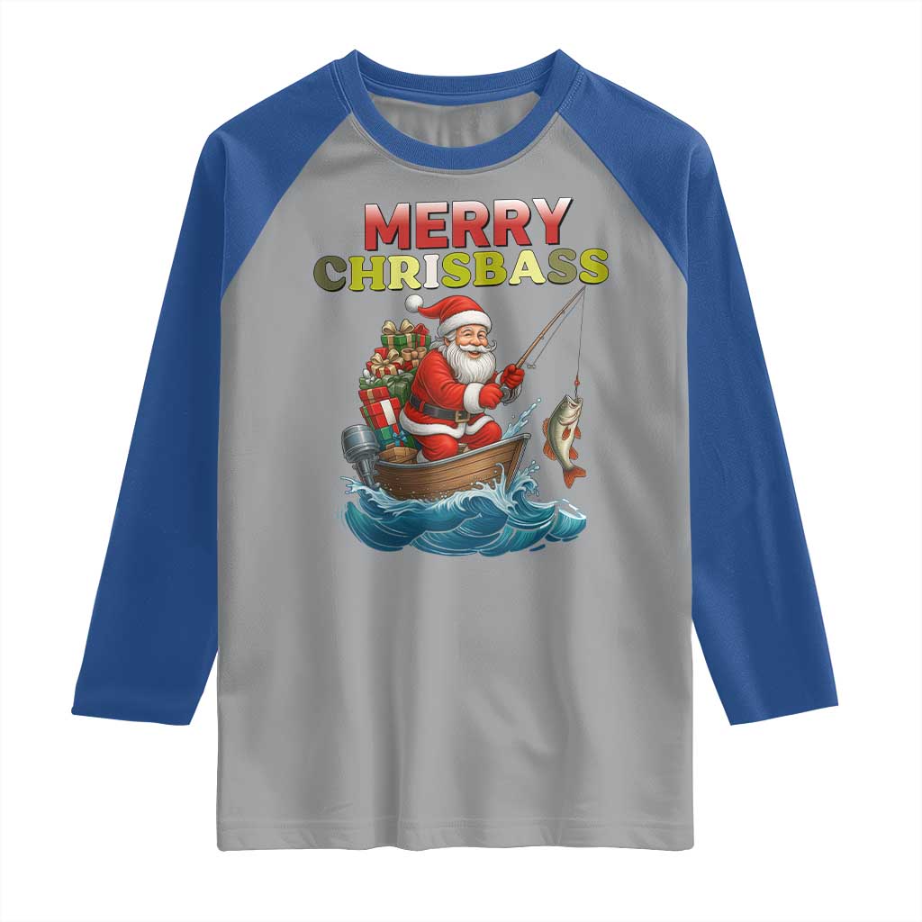 Santa Fishing Christmas Raglan Shirt Funny Fisherman Merry Chrisbass Xmas TS14 Sport Gray Royal Print Your Wear