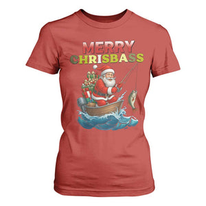 Santa Fishing Christmas T Shirt For Women Funny Fisherman Merry Chrisbass Xmas TS14 Red Print Your Wear