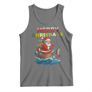 Santa Fishing Christmas Tank Top Funny Fisherman Merry Chrisbass Xmas TS14 Black Heather Print Your Wear
