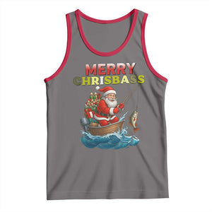 Santa Fishing Christmas Tank Top Funny Fisherman Merry Chrisbass Xmas TS14 Deep Heather Red Print Your Wear
