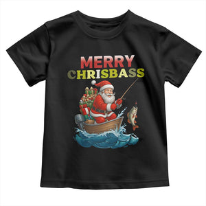Santa Fishing Christmas Toddler T Shirt Funny Fisherman Merry Chrisbass Xmas TS14 Black Print Your Wear
