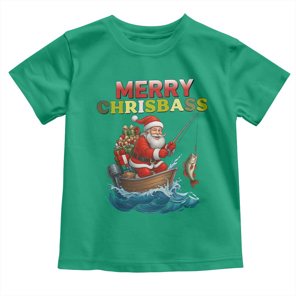 Santa Fishing Christmas Toddler T Shirt Funny Fisherman Merry Chrisbass Xmas TS14 Irish Green Print Your Wear