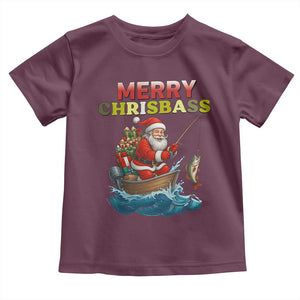 Santa Fishing Christmas Toddler T Shirt Funny Fisherman Merry Chrisbass Xmas TS14 Maroon Print Your Wear