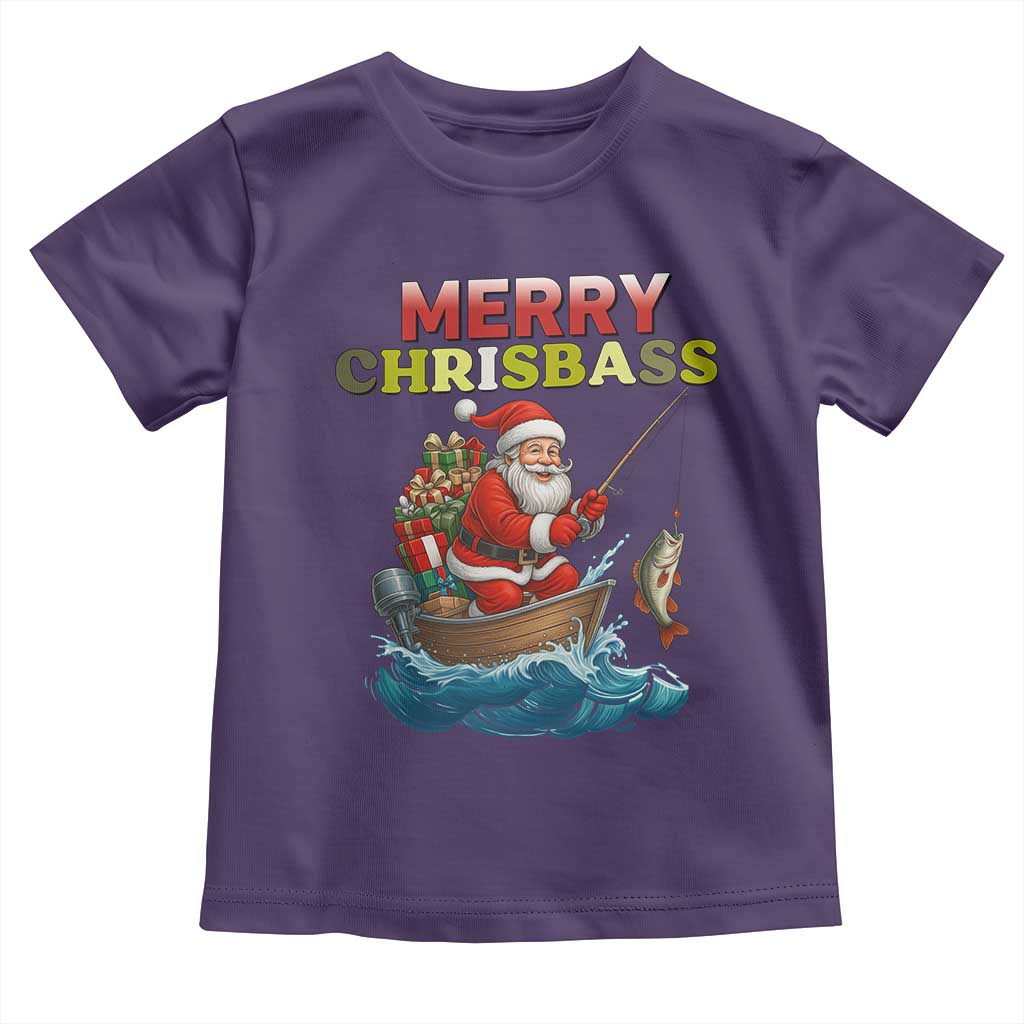 Santa Fishing Christmas Toddler T Shirt Funny Fisherman Merry Chrisbass Xmas TS14 Purple Print Your Wear