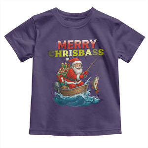 Santa Fishing Christmas Toddler T Shirt Funny Fisherman Merry Chrisbass Xmas TS14 Purple Print Your Wear