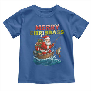 Santa Fishing Christmas Toddler T Shirt Funny Fisherman Merry Chrisbass Xmas TS14 Royal Blue Print Your Wear