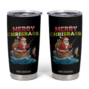 Santa Fishing Christmas Tumbler Cup Funny Fisherman Merry Chrisbass Xmas TS14 Black Print Your Wear