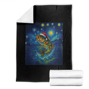 Bass Fish Christmas Throw Blanket Starry Night Fishing Van Gogh TS14 Black Print Your Wear