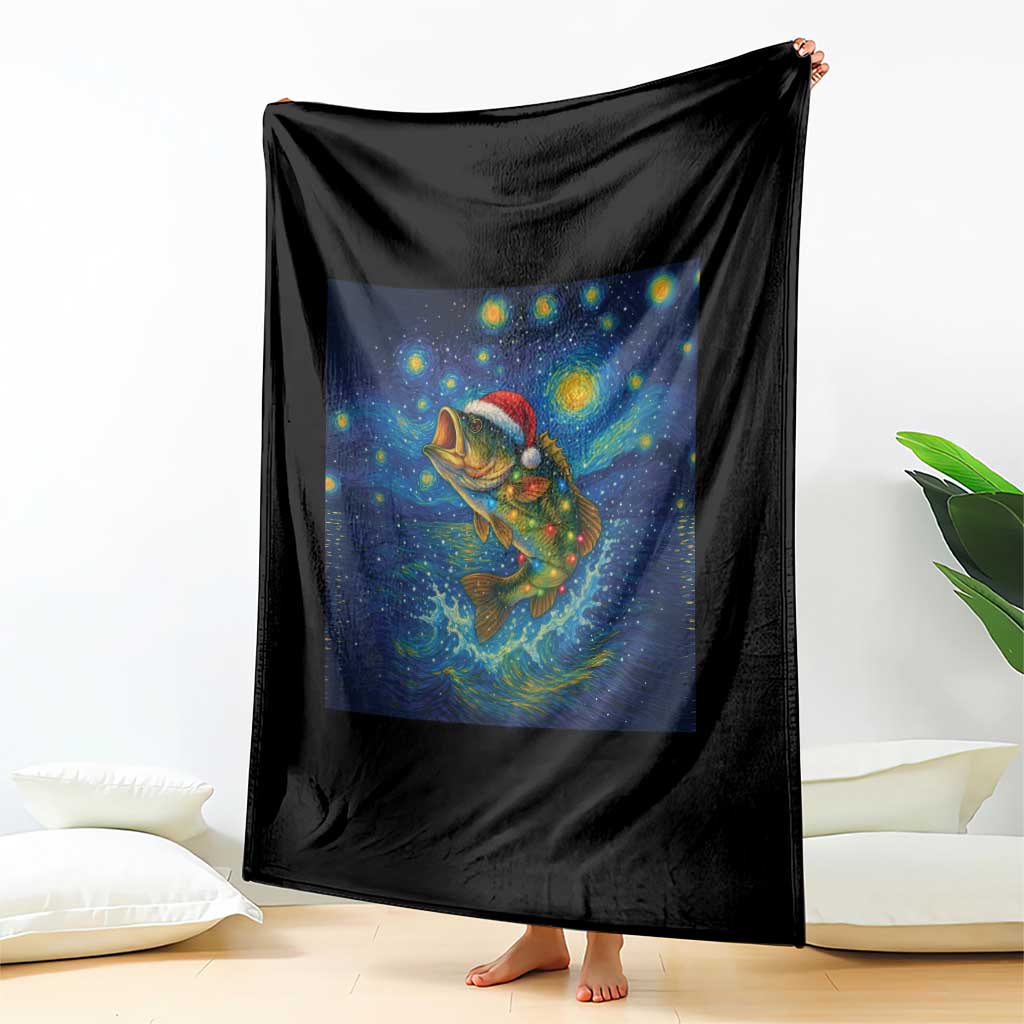 Bass Fish Christmas Throw Blanket Starry Night Fishing Van Gogh TS14 Print Your Wear