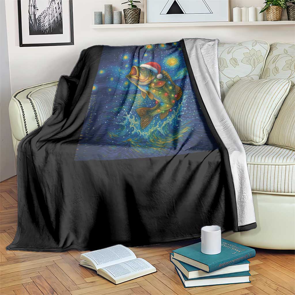 Bass Fish Christmas Throw Blanket Starry Night Fishing Van Gogh TS14 Print Your Wear