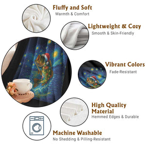 Bass Fish Christmas Throw Blanket Starry Night Fishing Van Gogh TS14 Print Your Wear