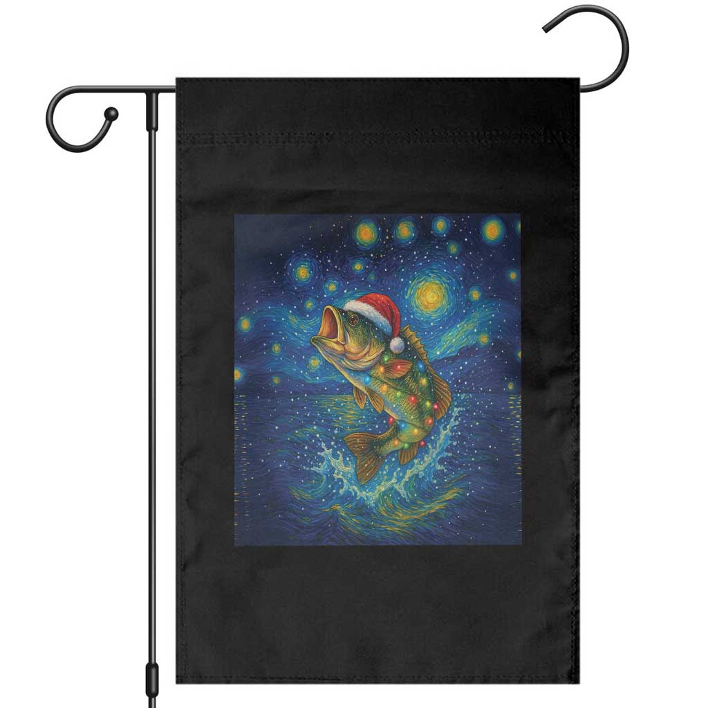 Bass Fish Christmas Garden Flag Starry Night Fishing Van Gogh TS14 Black Print Your Wear
