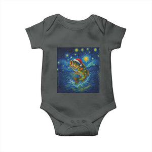 Bass Fish Christmas Baby Onesie Starry Night Fishing Van Gogh TS14 Dark Heather Print Your Wear