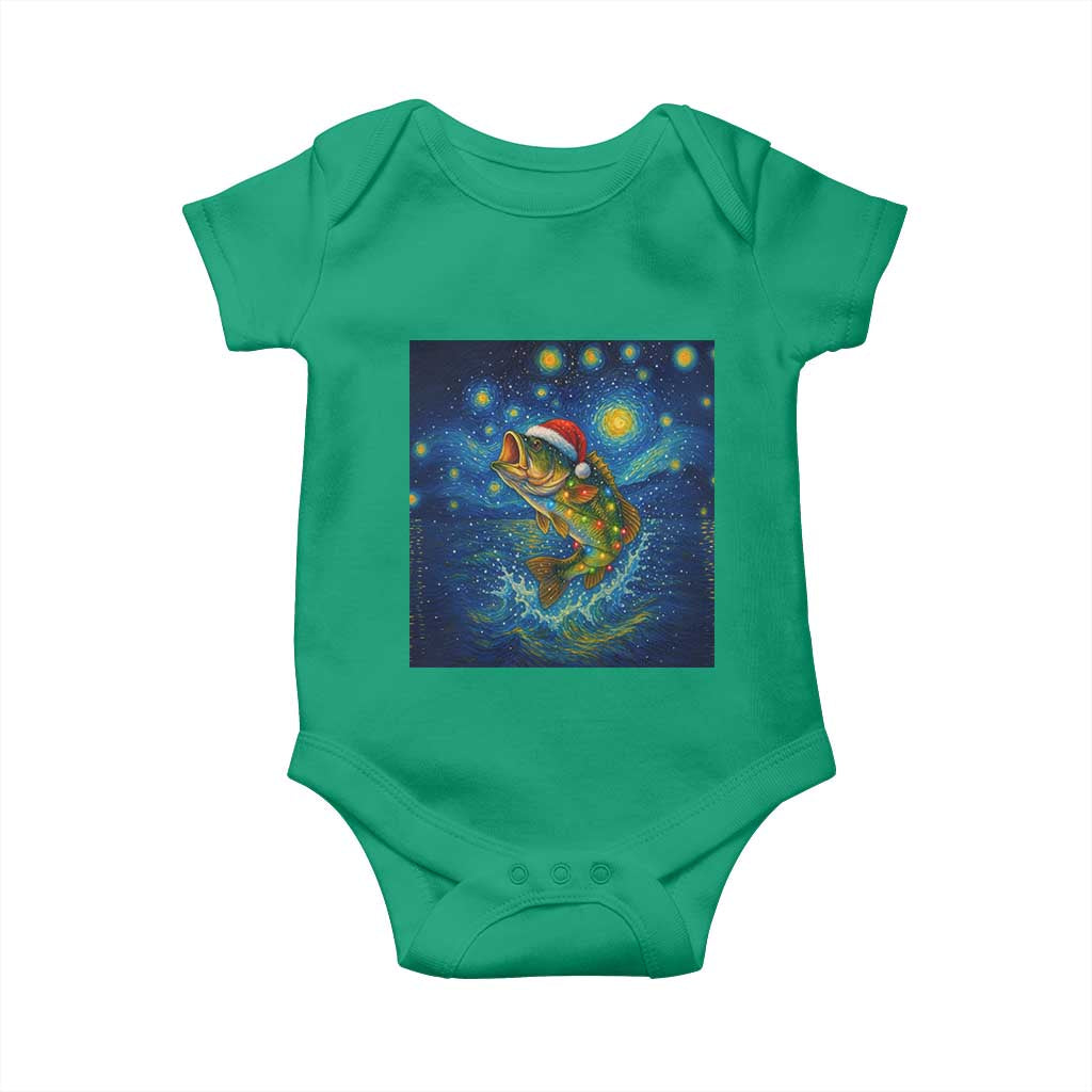 Bass Fish Christmas Baby Onesie Starry Night Fishing Van Gogh TS14 Irish Green Print Your Wear