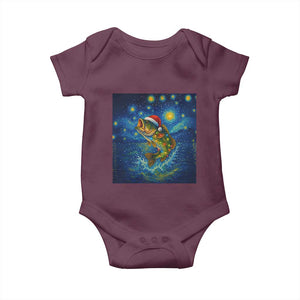 Bass Fish Christmas Baby Onesie Starry Night Fishing Van Gogh TS14 Maroon Print Your Wear