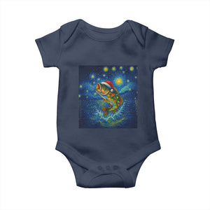 Bass Fish Christmas Baby Onesie Starry Night Fishing Van Gogh TS14 Navy Print Your Wear