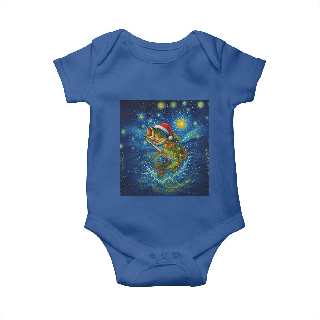 Bass Fish Christmas Baby Onesie Starry Night Fishing Van Gogh TS14 Royal Blue Print Your Wear