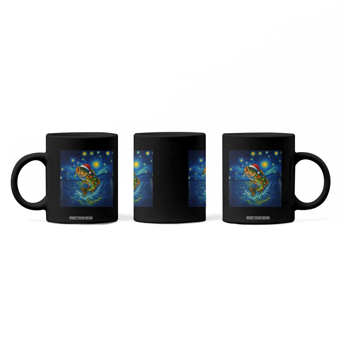 Bass Fish Christmas Coffee Mug Starry Night Fishing Van Gogh TS14 Print Your Wear