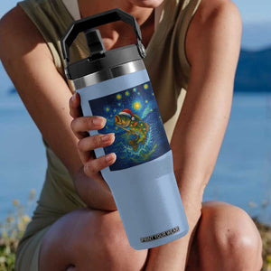 Bass Fish Christmas Flip Straw Tumbler Starry Night Fishing Van Gogh TS14 One Size: 30 oz Light Blue Print Your Wear