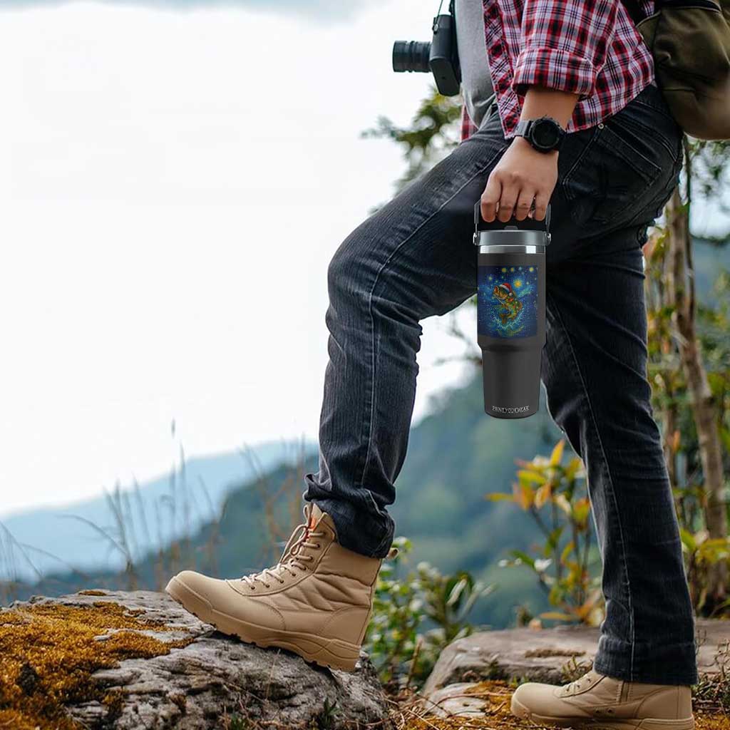 Bass Fish Christmas Flip Straw Tumbler Starry Night Fishing Van Gogh TS14 Print Your Wear