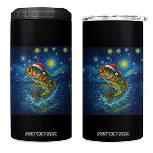 Bass Fish Christmas 4 in 1 Can Cooler Tumbler Starry Night Fishing Van Gogh TS14 One Size: 16 oz Black Print Your Wear