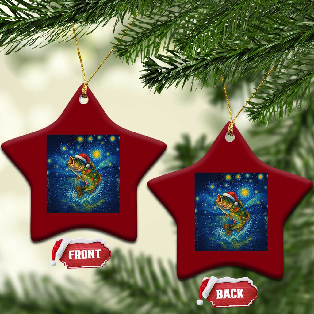 Bass Fish Xmas Ceramic Ornament Starry Night Fishing Van Gogh TS14 Print Your Wear