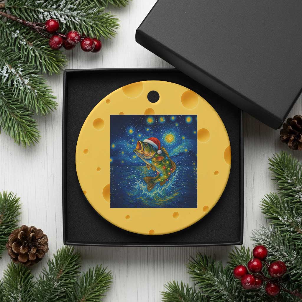 Bass Fish Xmas Ceramic Ornament Starry Night Fishing Van Gogh TS14 1pc Yellow Cheese Print Your Wear