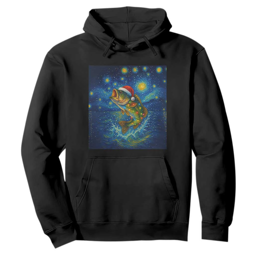 Bass Fish Christmas Hoodie Starry Night Fishing Van Gogh TS14 Black Print Your Wear