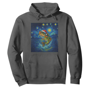 Bass Fish Christmas Hoodie Starry Night Fishing Van Gogh TS14 Dark Heather Print Your Wear