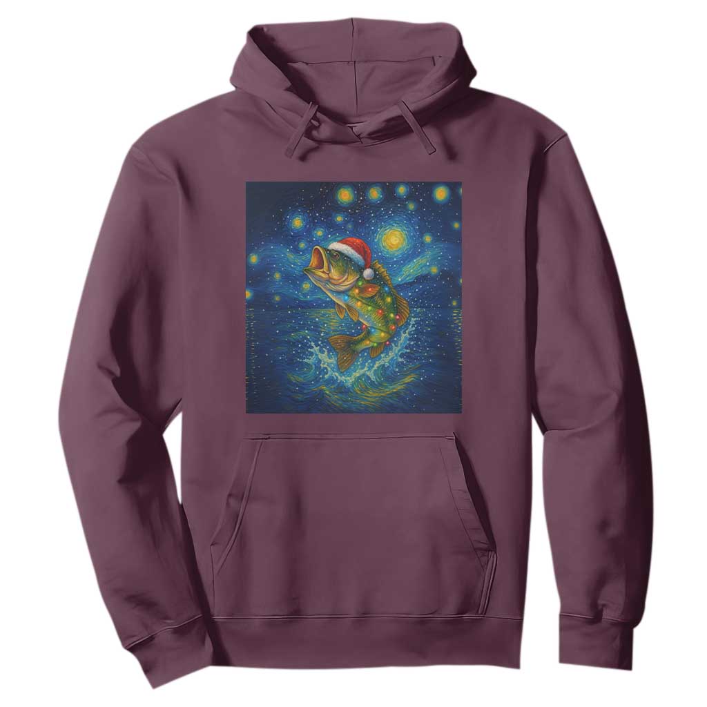Bass Fish Christmas Hoodie Starry Night Fishing Van Gogh TS14 Maroon Print Your Wear